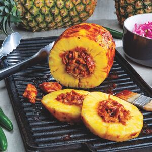 BBQ-Chicken-Stuffed-Smoked-Pineapple-with-Spicy-Quick-Pickled-Cabbage